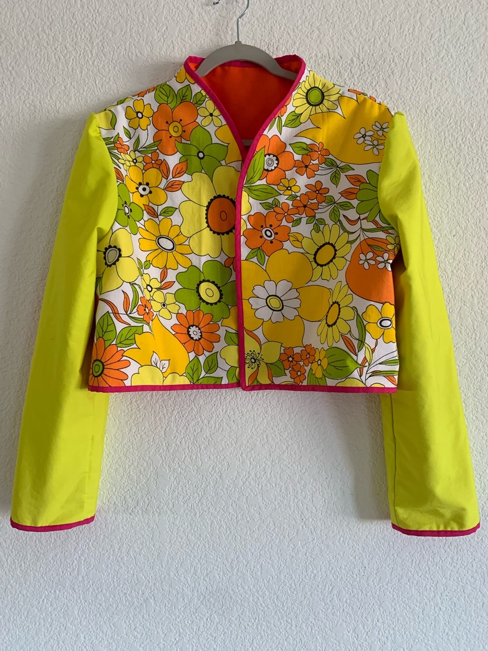 Floral Cropped Accent Jacket in Yellow & Orange